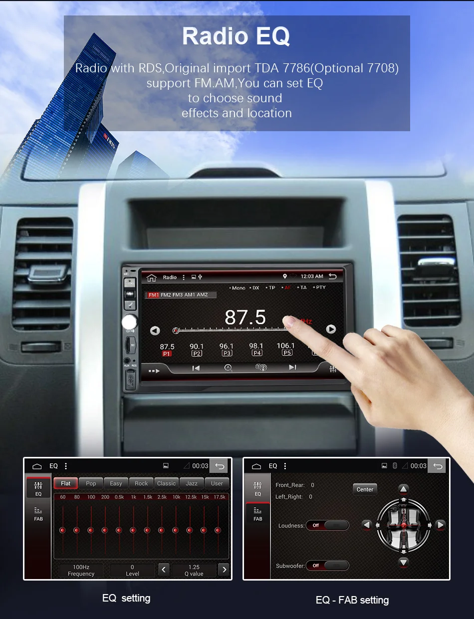 Eunavi 2 Din 7 ''TDA7851 Android 9 4G 64G Восьмиядерный универсальный автомобильный Радио Аудио Стерео gps навигация Мультимедиа 1024*600 без DVD