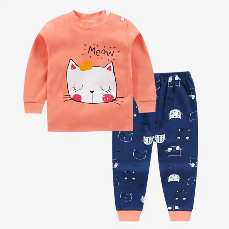 

Childrens Kids Pyjamas Cartoon Dinosaur Cotton Tops Pants Autumn Winter Long Sleeve Sleepwear Nightwear Girls Boys Pajama Sets