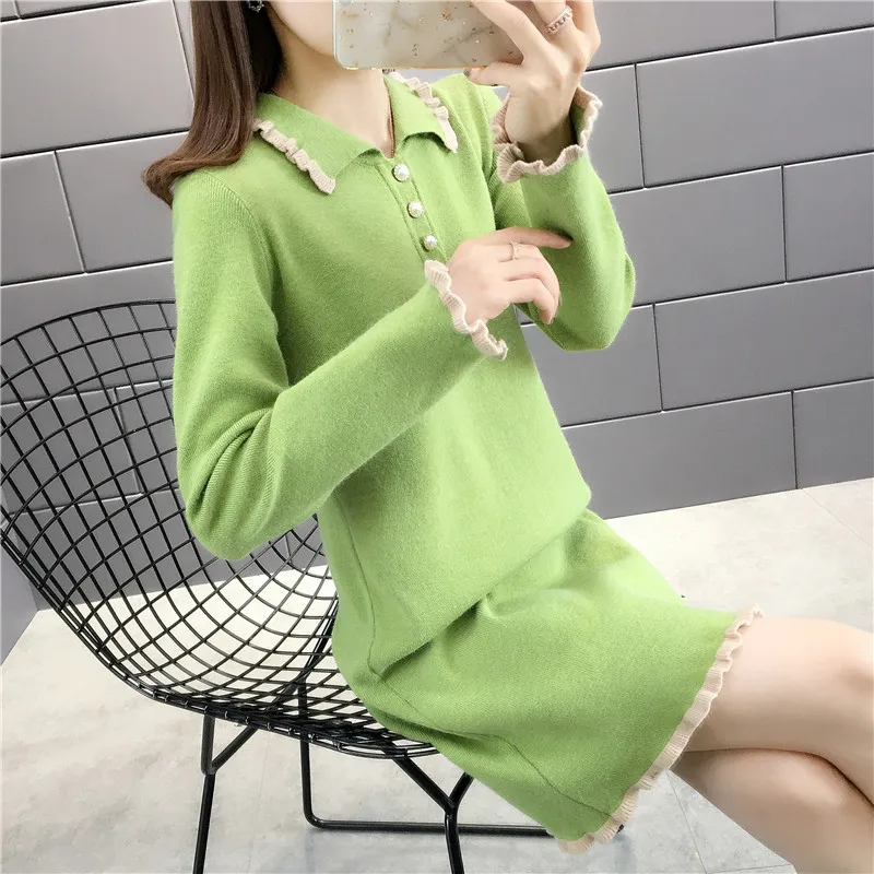 

Осеннее платье Zhongfang, 5362 (No. 1 row 5 of Zhongfang), новый цветной костюм средней длины с мелким воротником, 52ff