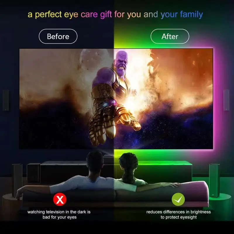 5V RGB Светодиодные ленты светильник USB ПК ТВ Подсветка 2835MD 5M 5 вольт s лампа лента