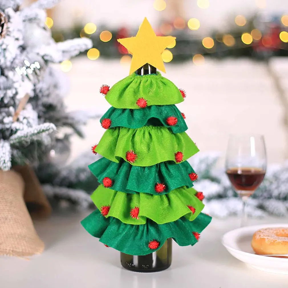 

Christmas Tree Shaped Wine Bottle Cover Home Hotel Restaurant Desktop Decorative Supplies