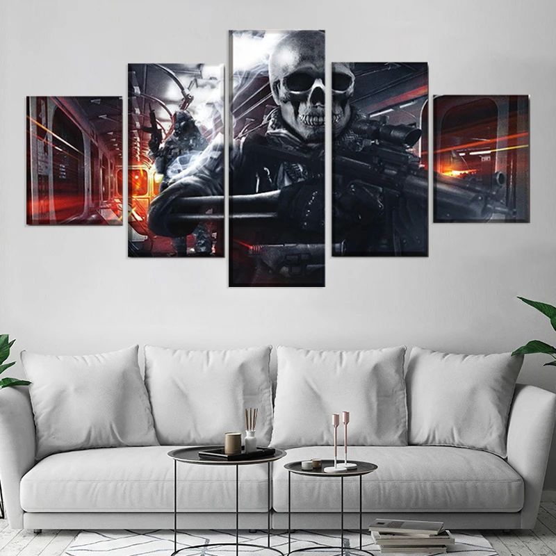 Настенные картины на холсте с изображением черепа 5 панелей без рамки - купить по