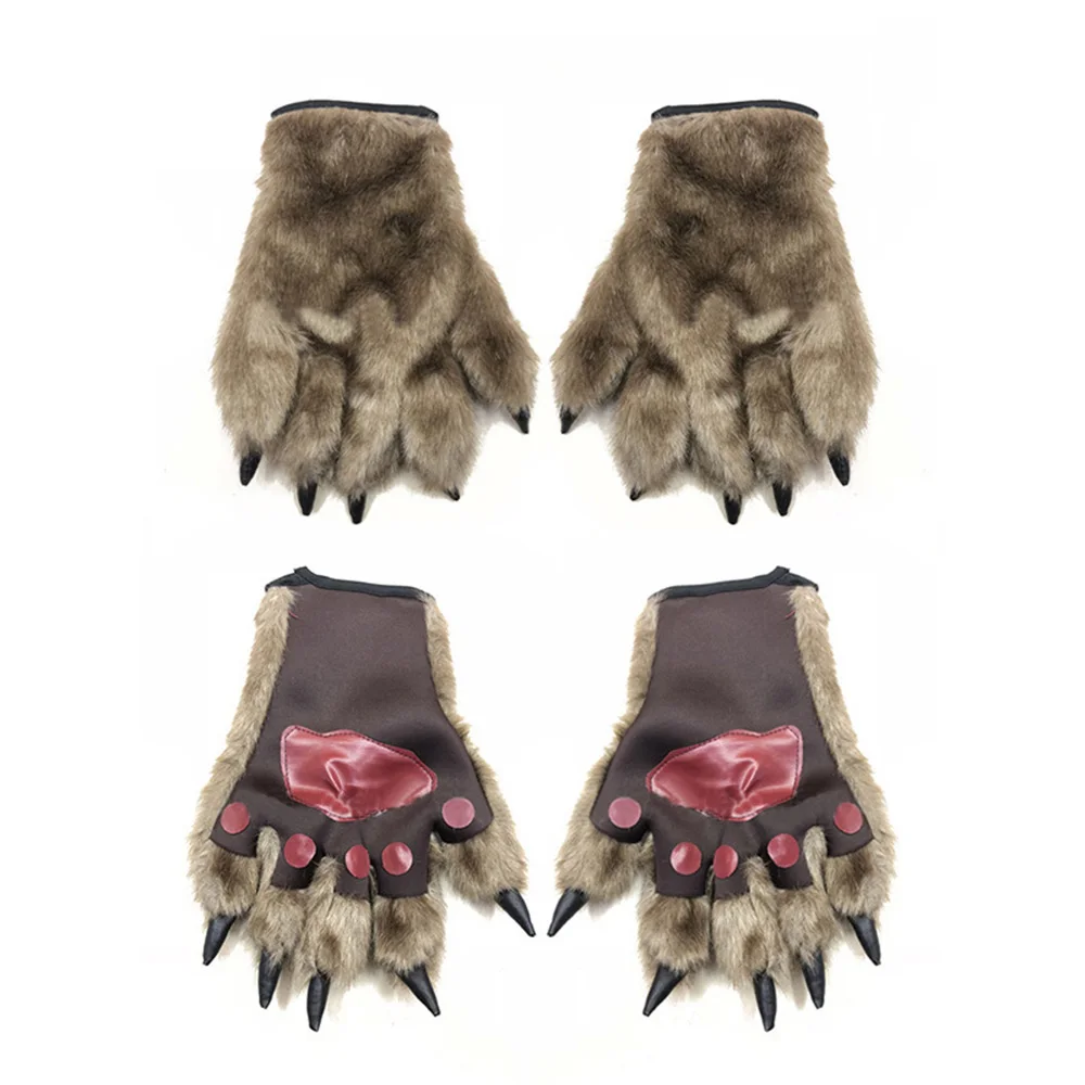 2 шт. волк коготь перчатки полуперчатки пушистый Костюм Волк варежки Хэллоуина
