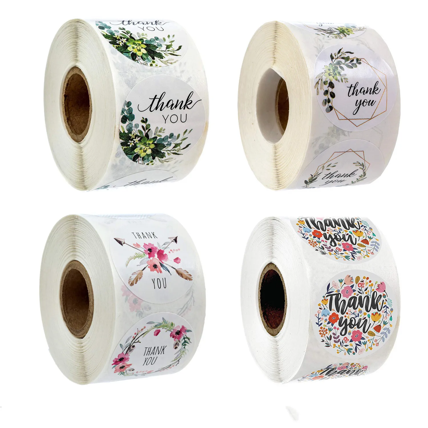

1inch/2.5cm 500 Stickers Roll Floral Thank You Stickers Birthday Party Wedding Decoration