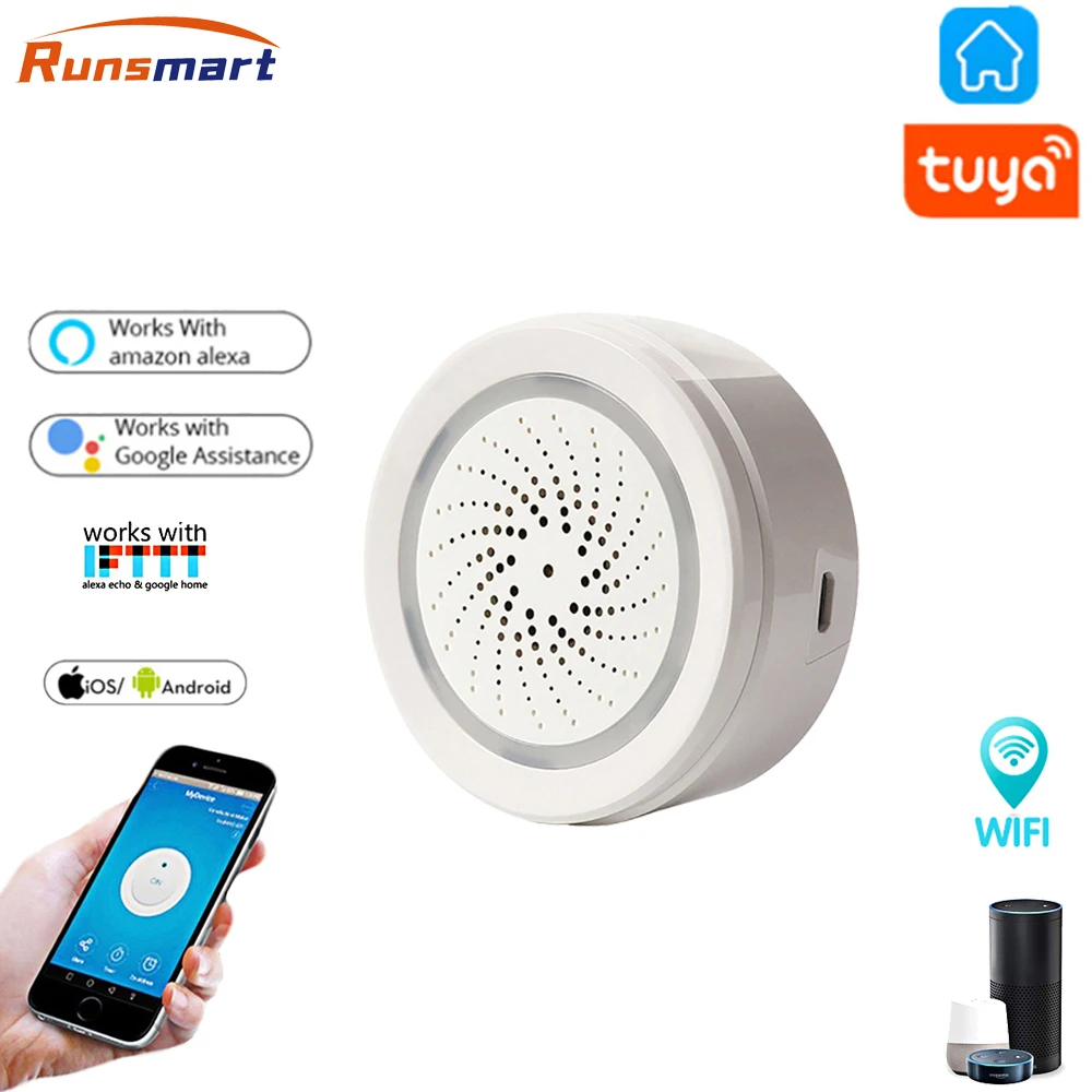 

RUNSMART Tuya WiFi Smart Alarm With Temperature Humidity Sensor Smart Home Alarm Security System Support Alexa Google Home