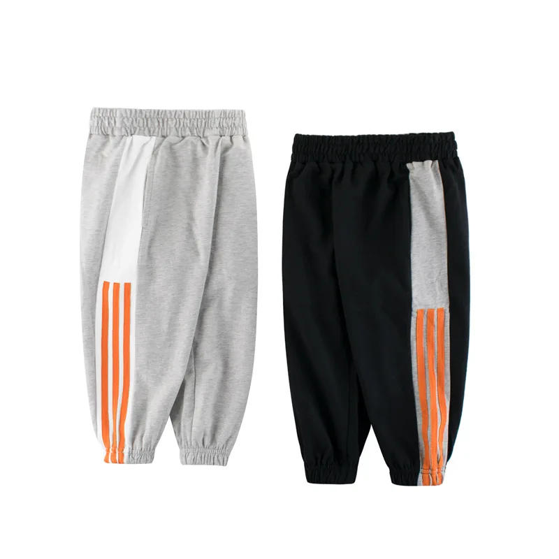 

Casual Spring 100% Cotton Baby Boy Striped Pants Autumn Kids Outfits Student Sporty Trousers Patchwork Sweatpant 2-10 Years Old