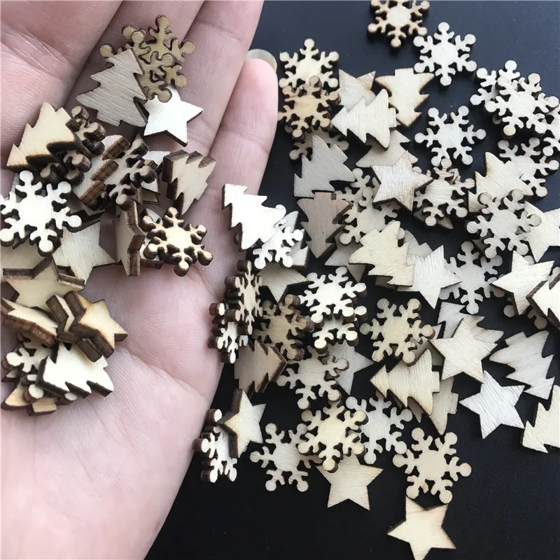 50 шт. деревянные Рождественские елки снежинки звезды DIY рождественские украшения