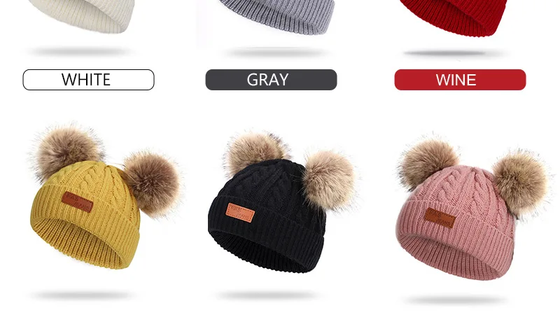 Детская шапка, вязаная Милая шапка для девочек, BoysBig Pom pom Beanie, детские шапки для девочек и мальчиков, теплая вязаная зимняя детская шапка из натурального енота F