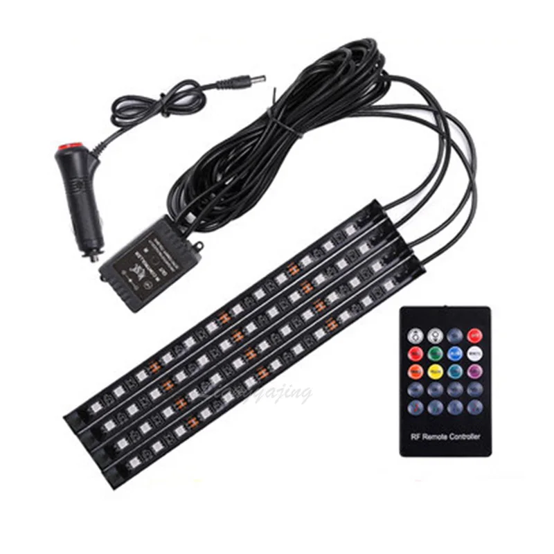 LED Car Foot Light Ambient Lamp With USB Cigarette Lighter Wireless Remote Music Control Automotive Interior Decorative Lights | Автомобили