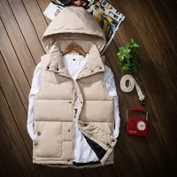 2021 autumn and winter new style pure cotton down vest casual fashion warm pure color hooded vest