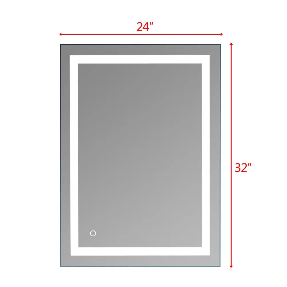 

Bathroom Vanity Mirror Wall Mounted Makeup Mirror Horizontal IP67 Waterproof Built-in Light Strip Touch LED