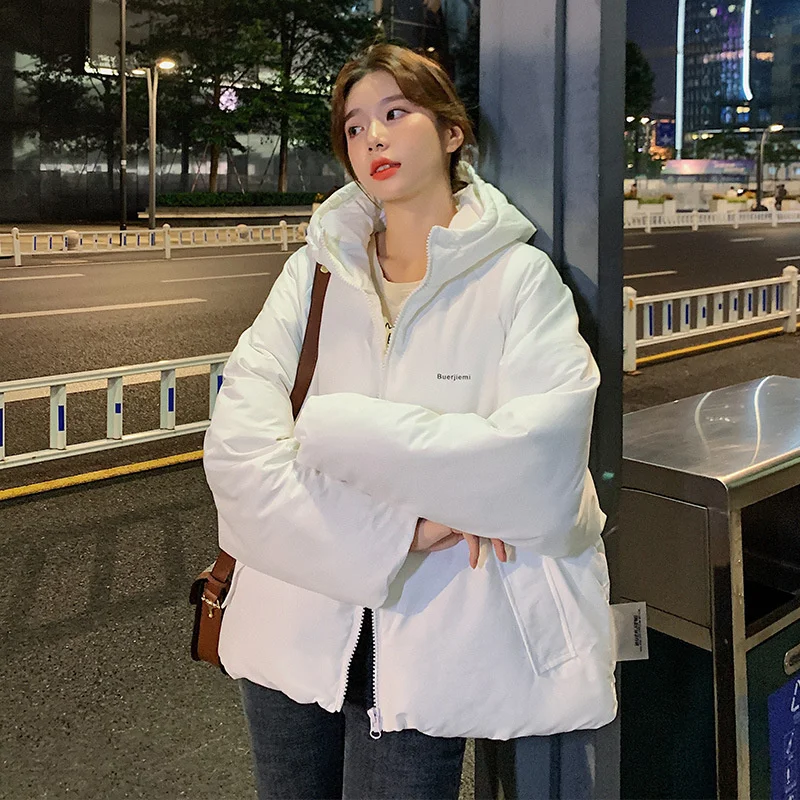 

Work coat women's winter 2021 new Korean solid ins fashion versatile loose hooded student cotton clothes
