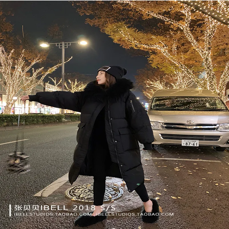 Модное зимнее пальто женские куртки Толстые Пуховые парки Длинные хлопковые с