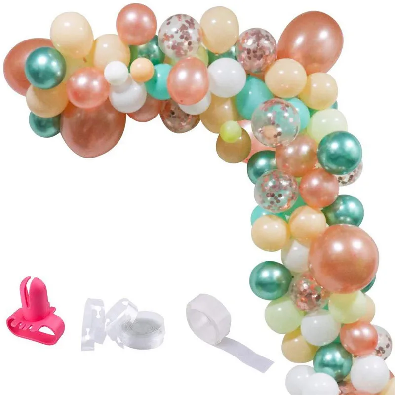 98 шт Розовое Золото Шампанское Шар АРКА гирлянда наборы металлик Зеленый