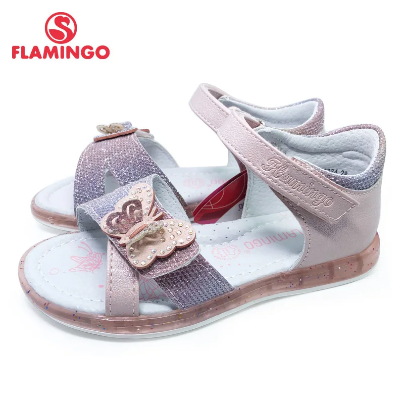 

FLAMINGO 2021 Summer Kids Sandalen Hook& Loop Flat Arched Design Chlid Casual Princess Shoes Size 27-32 For Girls 211S-Z6-2323