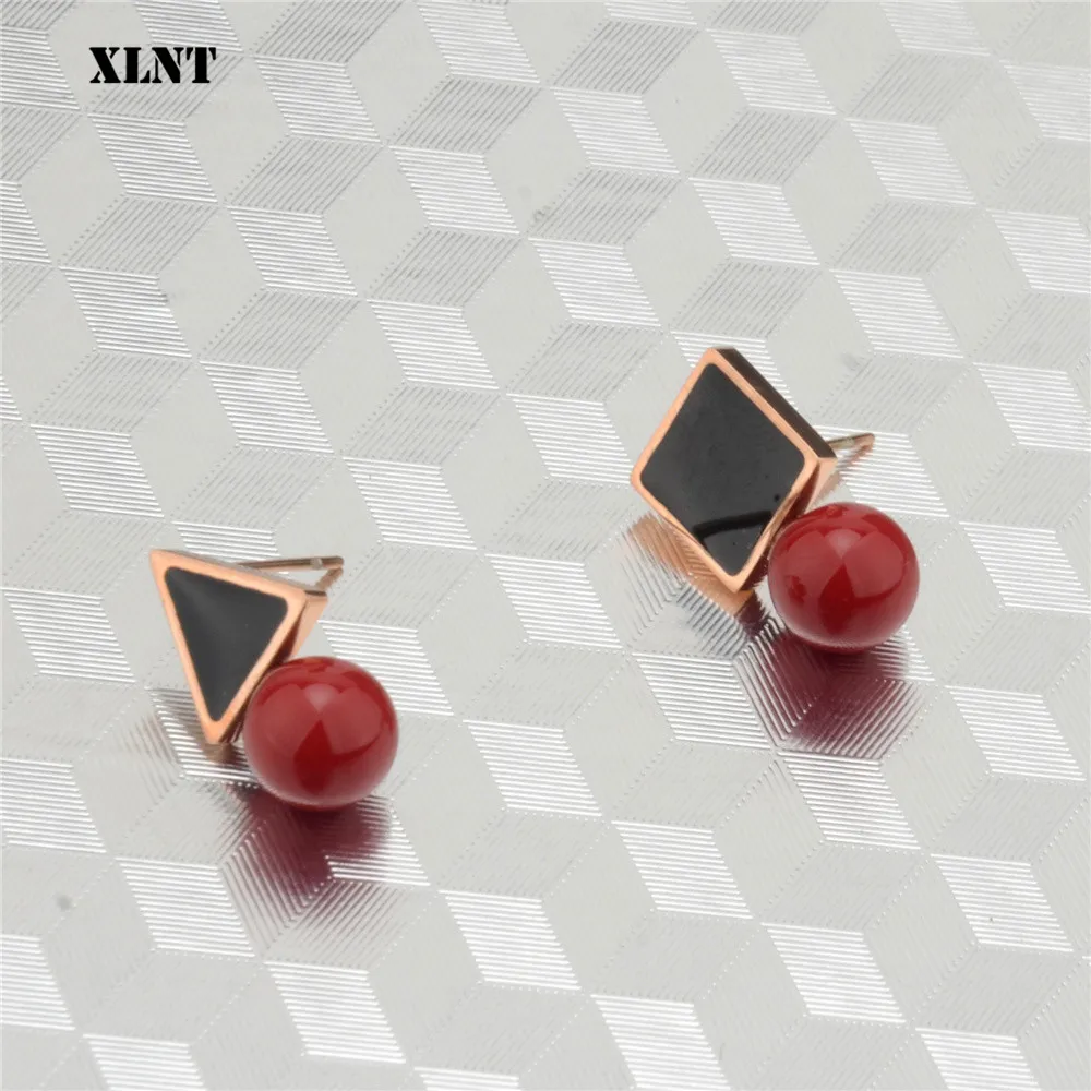 XLNT корейская мода геометрический Асимметричный серьги Стразы квадратные