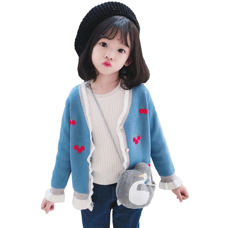 Повседневный Кардиган для девочек Осень-зима 2019 вязаные свитера маленьких