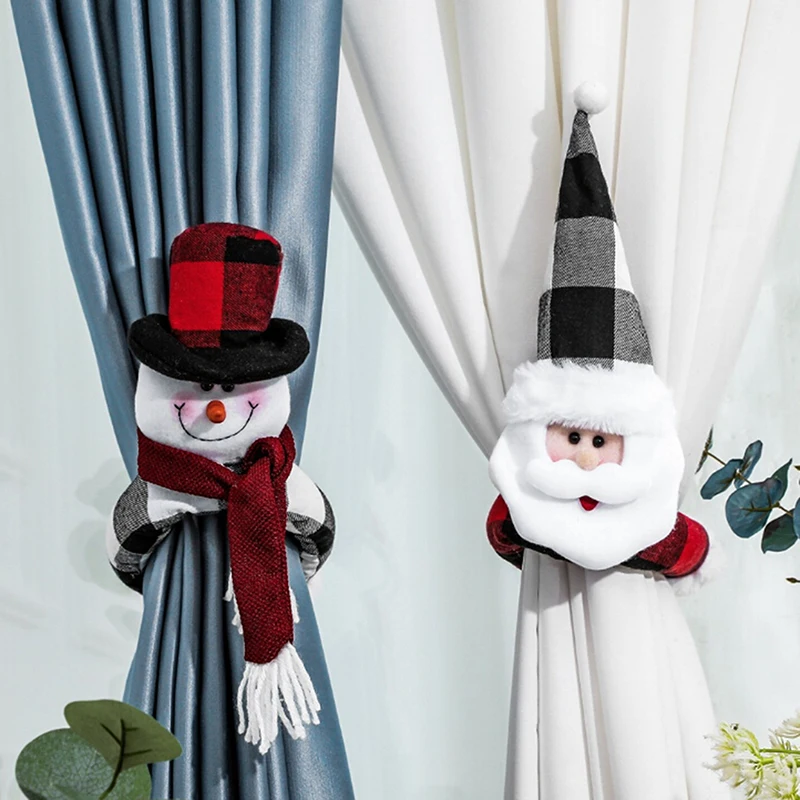 

Сетчатые шторы пуговицы с надписью "Merry Christmas", подарки в виде Санта-Клауса, рождественские украшения, подвеска-занавеска на Новый год 2021