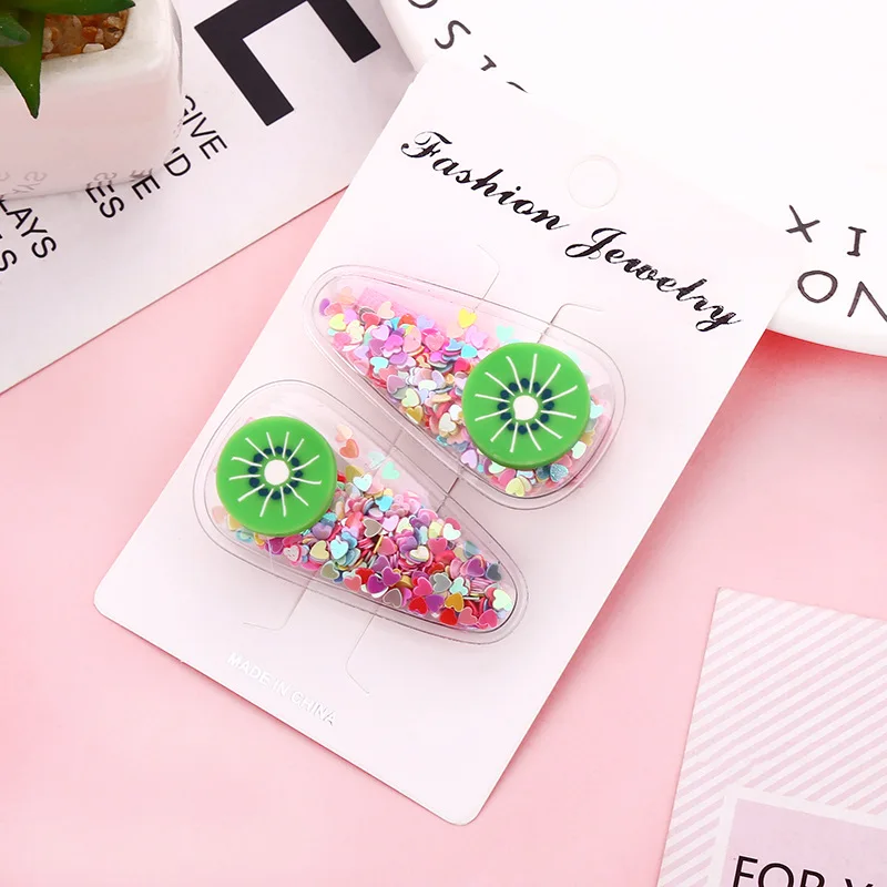 

New color quicksand transparent hair clip fruit hair clip headdress female PVC banged BB clip women accessories