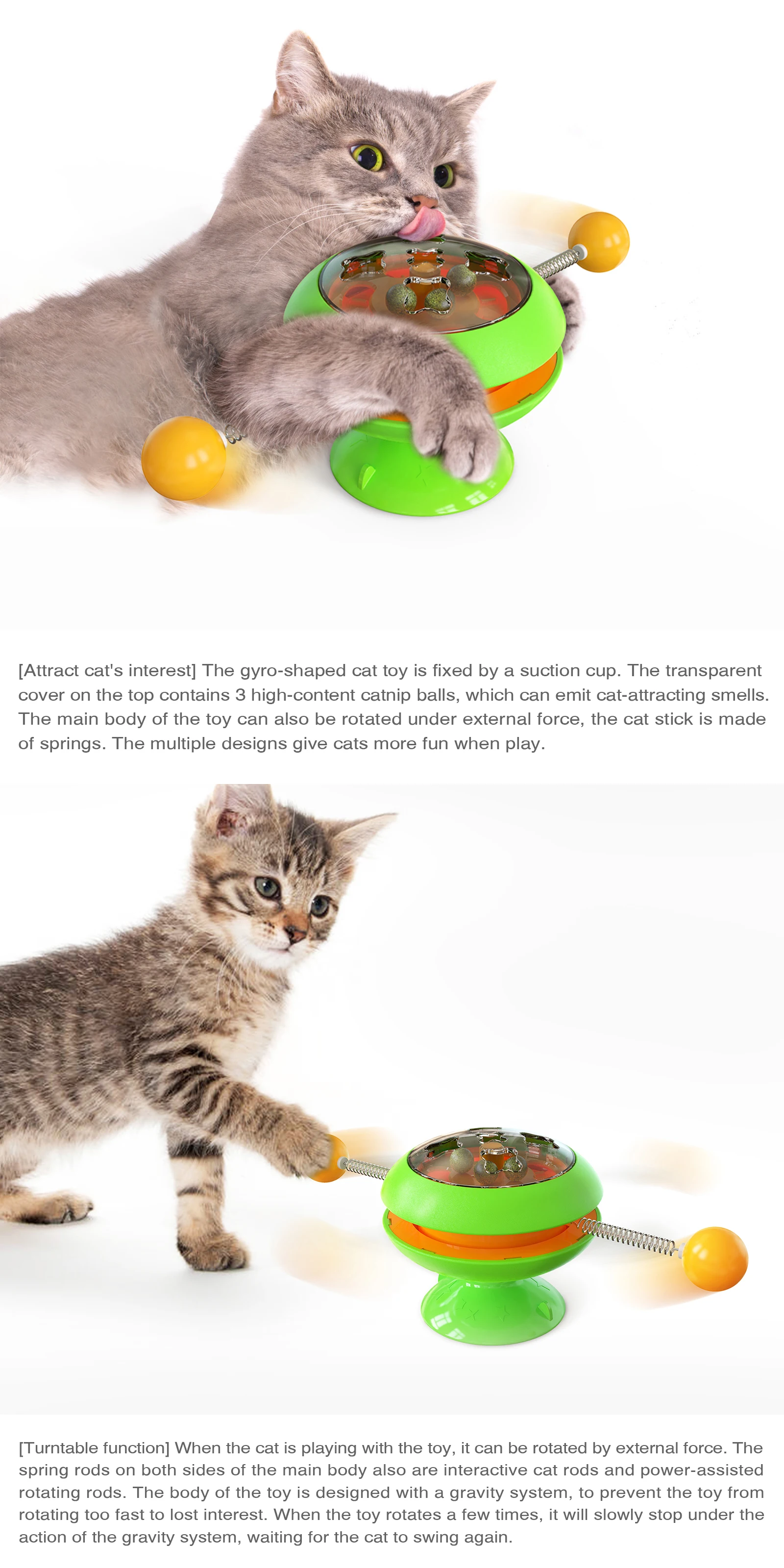 

Super Pets Toy Cats Toy Gyro Ball Cat And Dog Turntable Catnip Ball Cat Spring Funny Cat Stick Catnip Interactive Pet Education