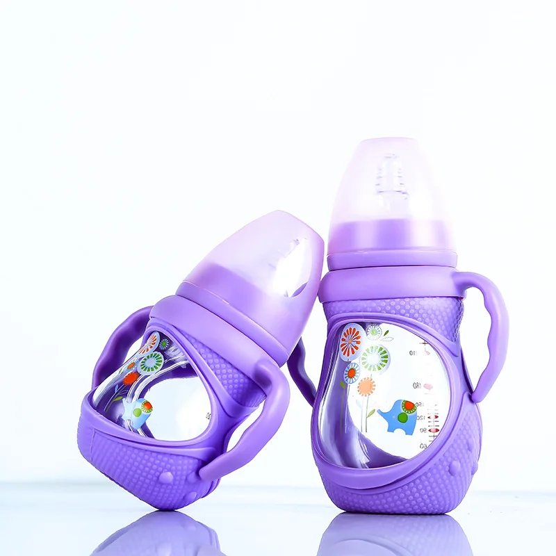 

Newborn Baby Glass Feeding Bottle Set Baby Feeding Bottle Resistant To Fall Wide-Caliber With Handle Straw Baby Feeding Bottle