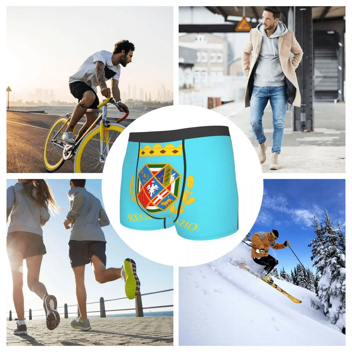 Flag Of Lazio Men's Boxer Briefs regions of Italy Funny elastic pants for men