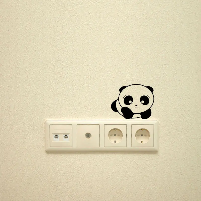 

Cute Panda Switch Socket Sticker Home Wall Decor Car Stickers Bedroom Stickers Vinyl Window Cartoon Creative Automotive Products