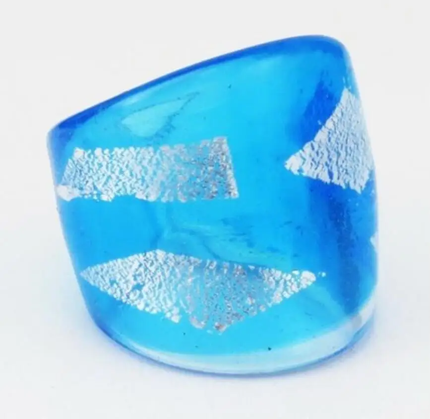 Handmade Luxury Transparent Glaze Murano Glass Ring For Women R03