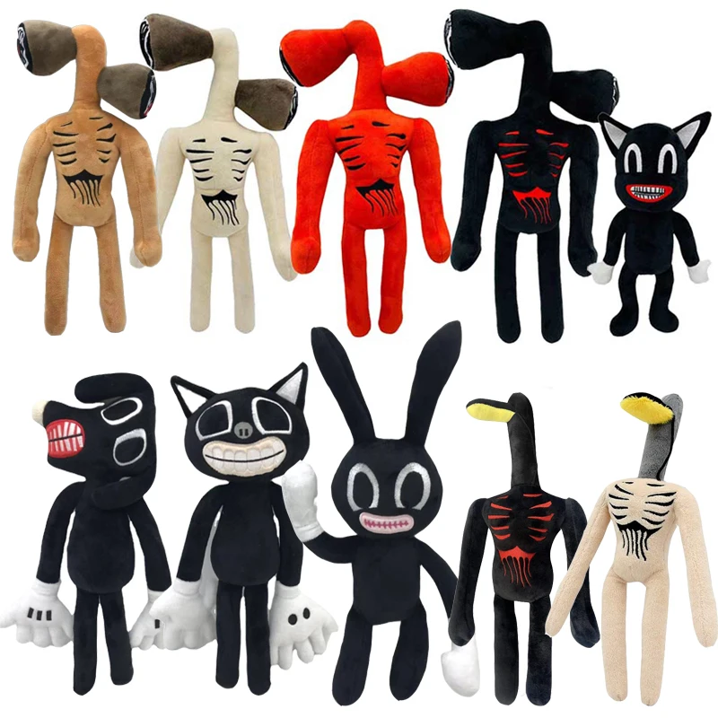 

25-38cm Anime Siren Head Plush Doll Toys Scary Black White Red Sirenhead Cat Peanut Soft Cartoon Stuffed Figure Children Gifts