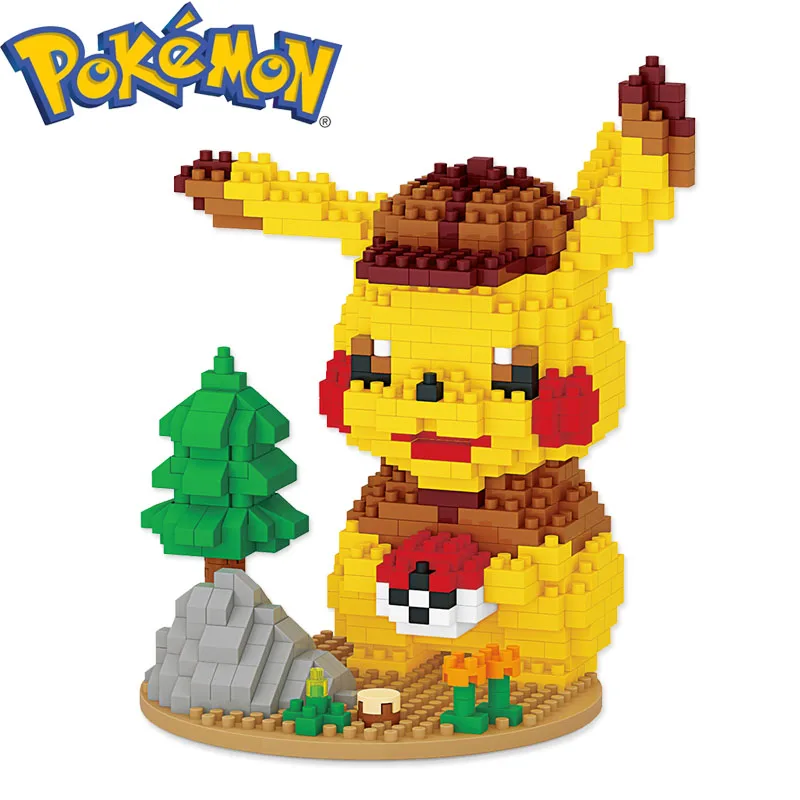 

675PCS+ LBOYU Pokemon Scene Detective Pikachu Mini Building Blocks Diamond Micro Brick Figures Toys For Kid Birthday Gift 7124A