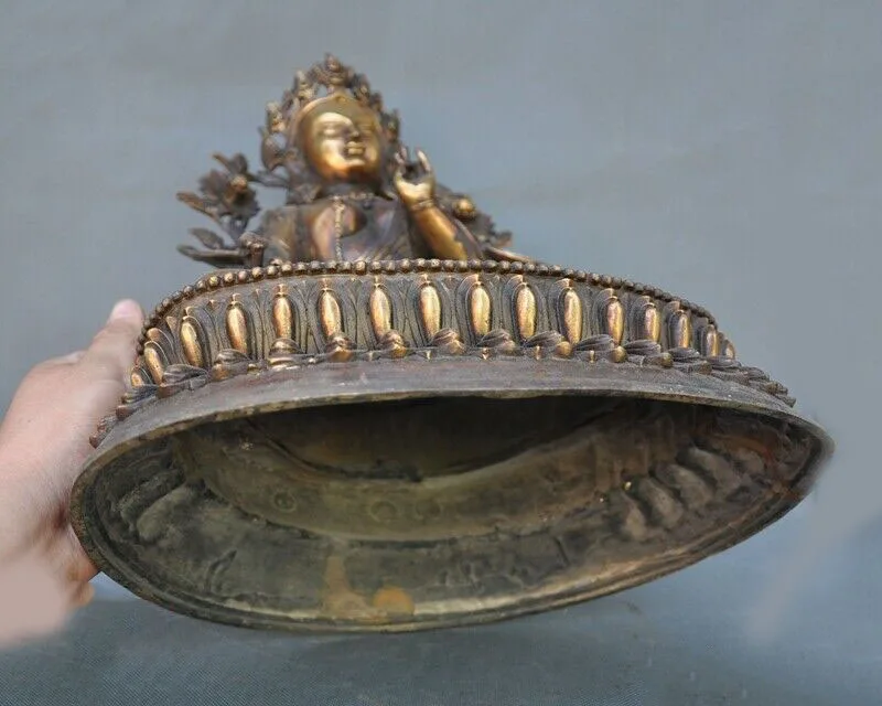 

wedding decoration Tibetan Buddhism Bronze Gilt Inlay gem White Tara Kwan-Yin Guanyin Buddha statue