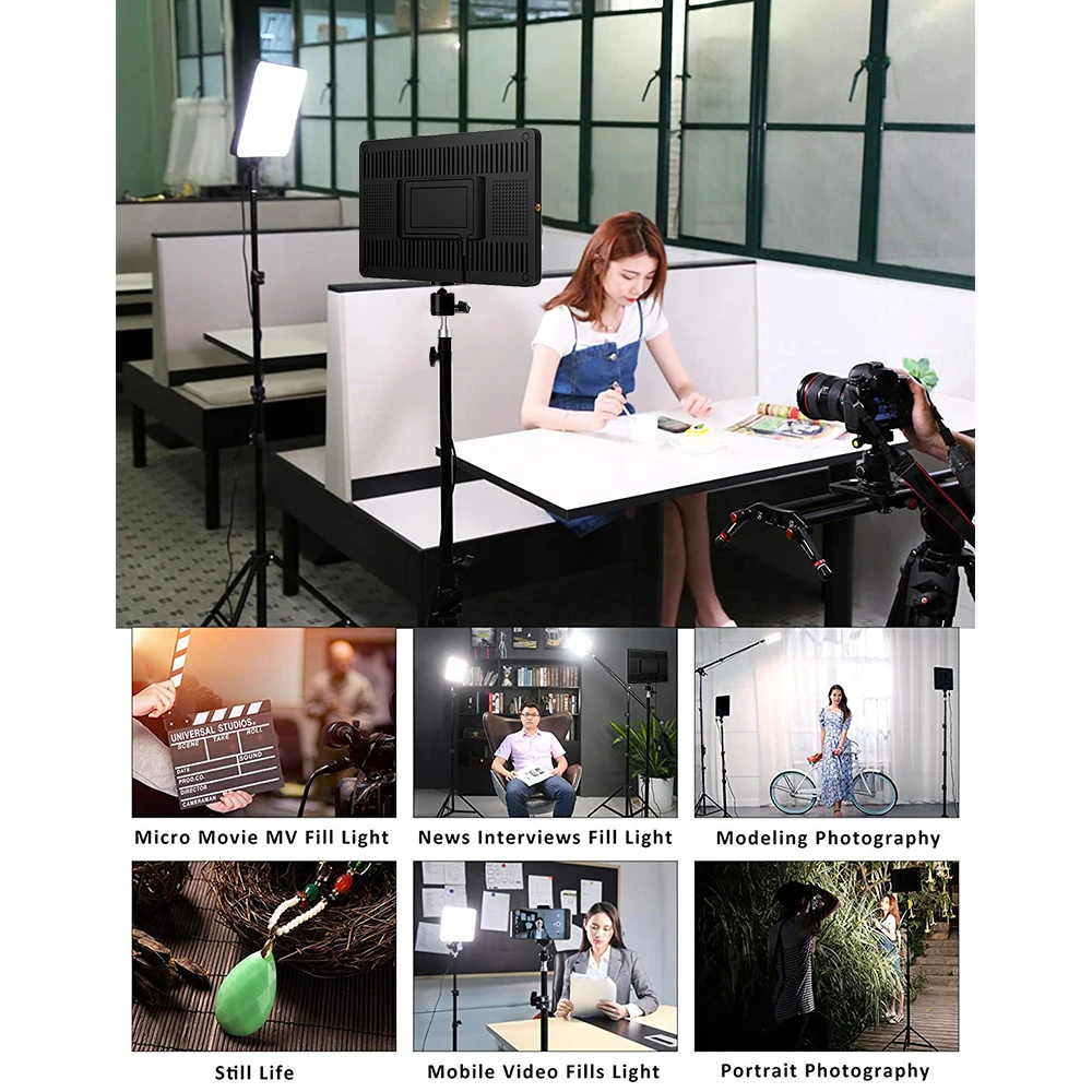 

LED Video Light Panel Lighting Dimmable Photography Fill-in Lamp With Professional Tripod Remote Control For Live Youtube Tiktok