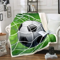 football sherpa blanket soccer ball pattern fleece throw blanket for sofa bed couch sports theme decor plush blanket youth