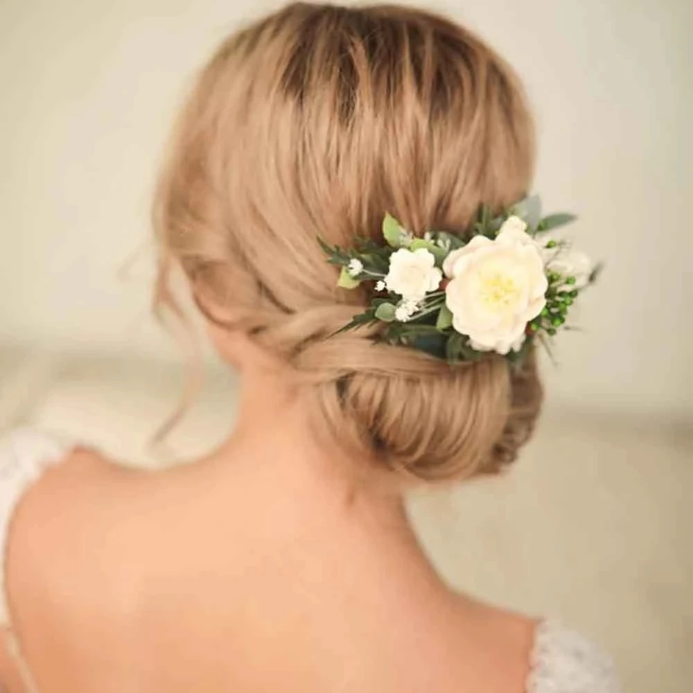 Haimeikang Fashion Wedding Hair Combs Accessories For Bridal Flower Headpiece Women Bride Hair Jewelry Girls New Headwear classic chinese red flower bride hair pins clips wedding jewelry accessories bridal crystal hair clip bride headwear headpiece