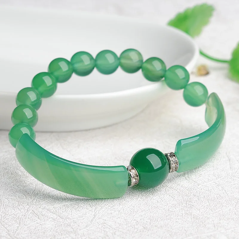 Натуральный агат дорога через Браслет Женская Нефритовая рука String нефритовый
