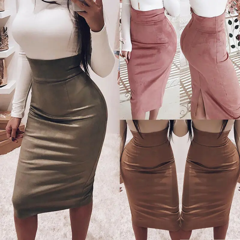 Женская облегающая юбка-карандаш однотонная юбка средней длины с завышенной