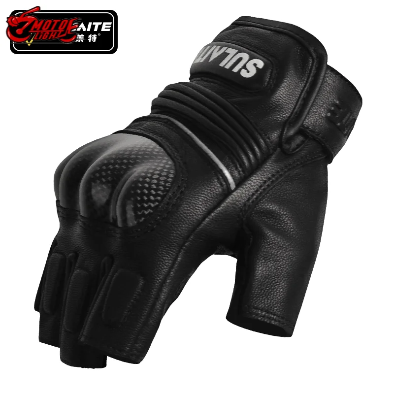 

SULAITE Motorcycle Leather Riding Gloves Carbon Fiber Racing Gloves Sheepskin Gloves Motos Guante Cycling Mtb Driving Des Gants
