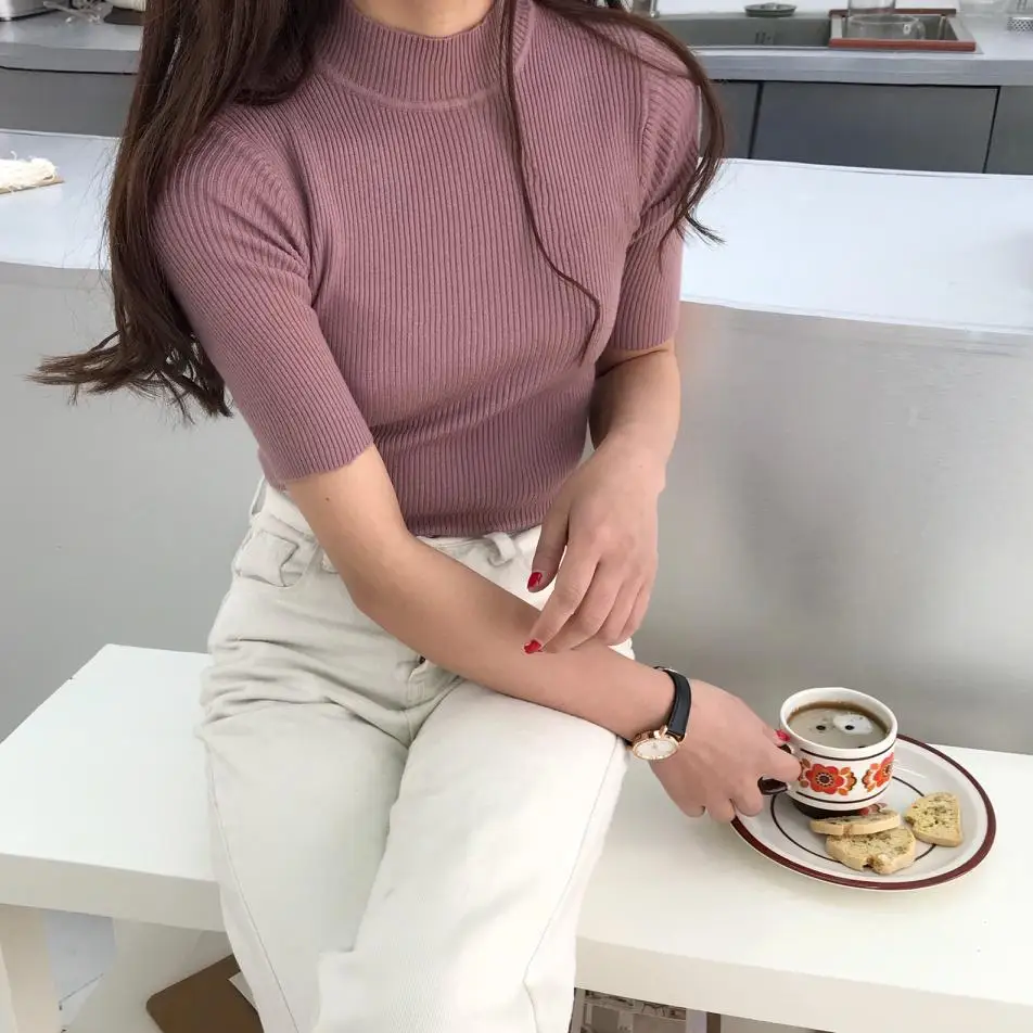 2019 осенние и зимние женские свитера одноцветные вязаные с круглым вырезом