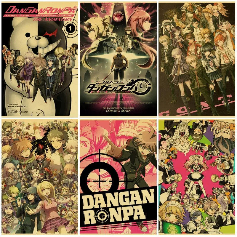 

Anime Gmae Poster Danganronpa Retro Canvas Painting Poster and Prints Home Room Bar Wall Decoration Poster Art Painting