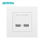 Настенная розетка SRAN, двойной USB-порт для индукционной зарядки для мобильного телефона, 5 В, 2,1 А, панель для ПК, 86 мм х 86 мм, белая usb-розетка