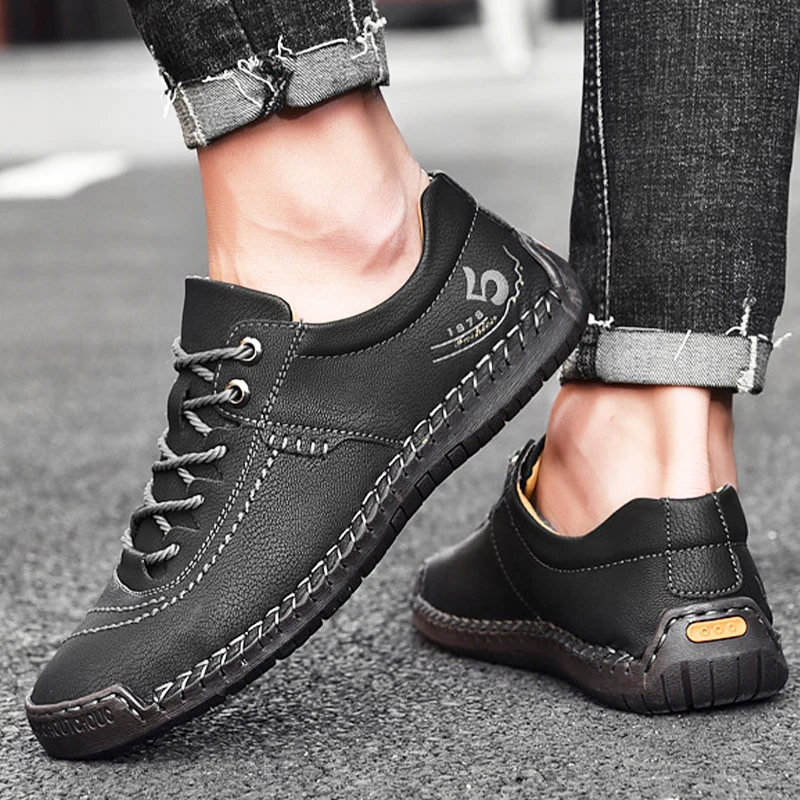 

2022 Business Soft Sole Casual Men's Shoes Fashion Trend Plus Size Korean Version Handmade Spring and Autumn Men's Leather Shoes