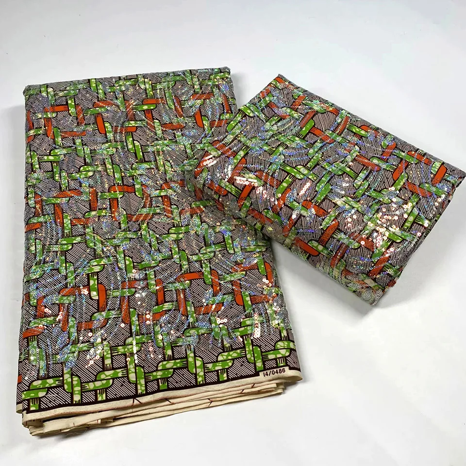 

Latest Sequins African Fabrics 100% Cotton Batiki Wax Prints Kitenge/Pagnes/Kikwembe Embroidered Sequins DFL-13