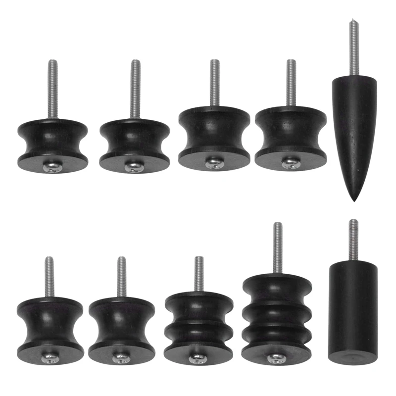 

10 Pcs Leather Burnisher Tool Polished Edge Tools Pointed Tip Wood Burnishing Head for Rotary DIY Craft Black Drill Set