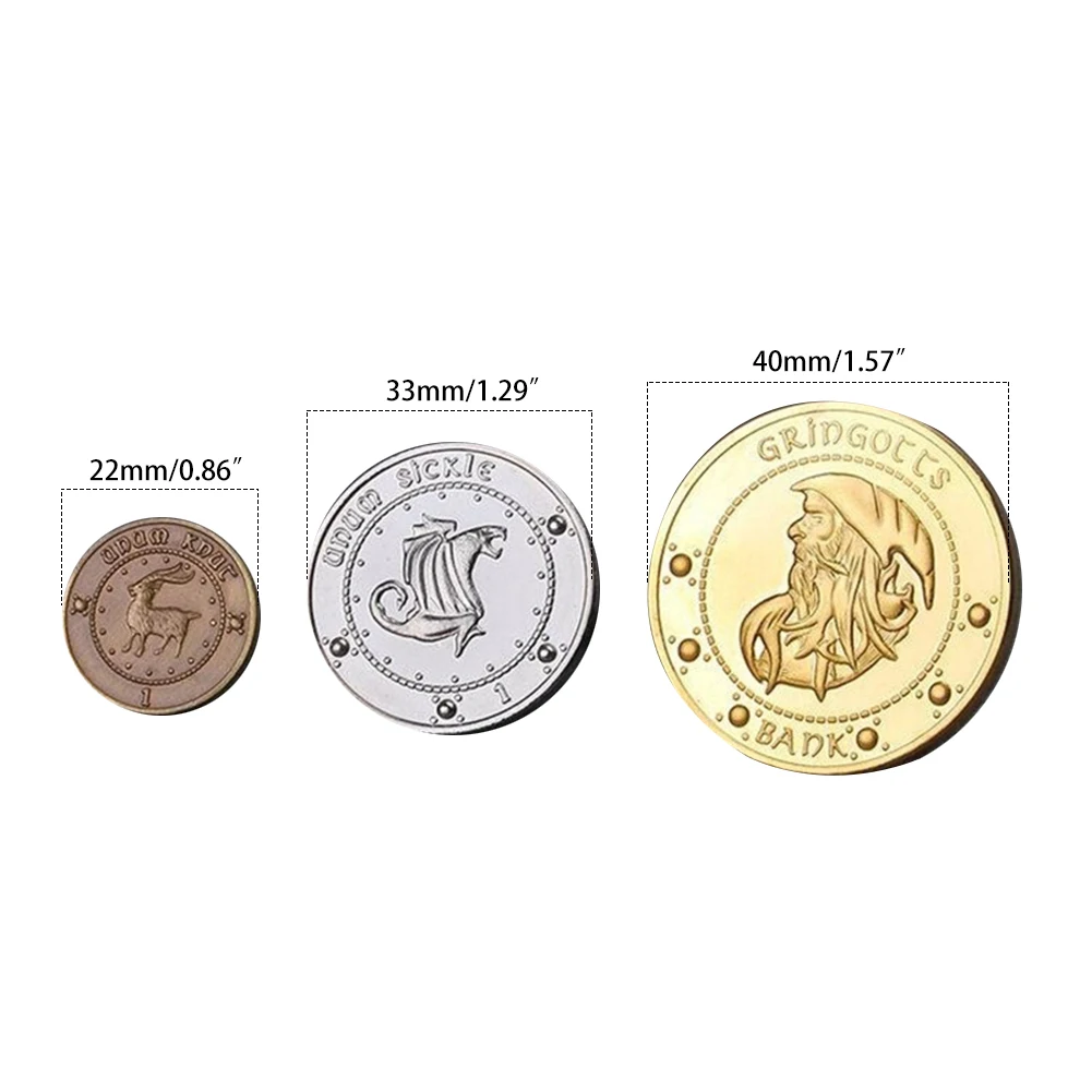 

3pcs Commemorative Coins Collect Badge Coin Set Unum Kout Unum Galleons Unum Stckle Gringotts Hogwarts Bank Wizarding Coin Set