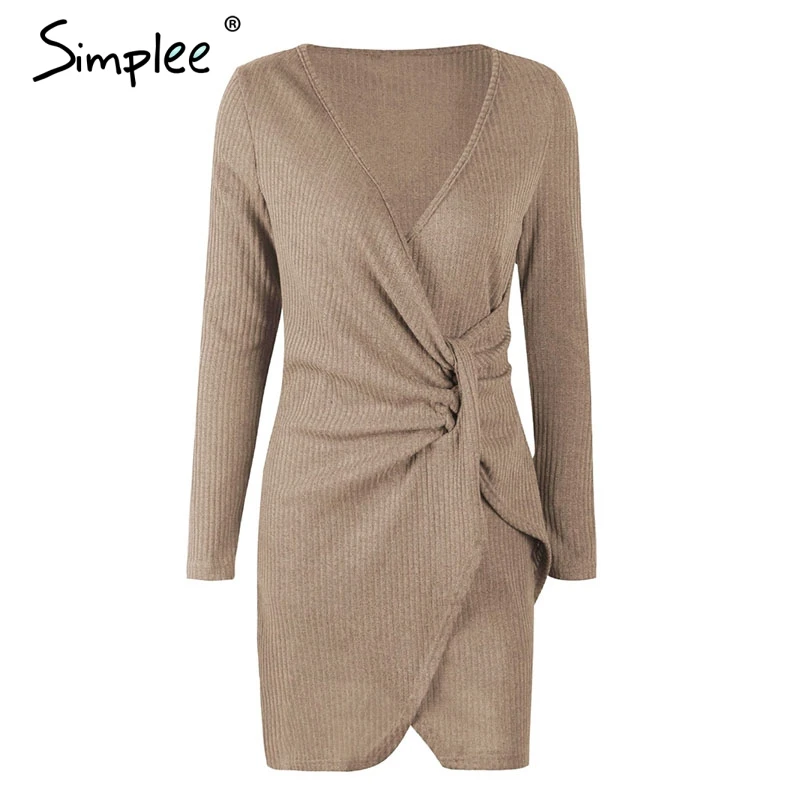 Женское осенне-зимнее мини-платье Simplee с длинным рукавом сексуальное