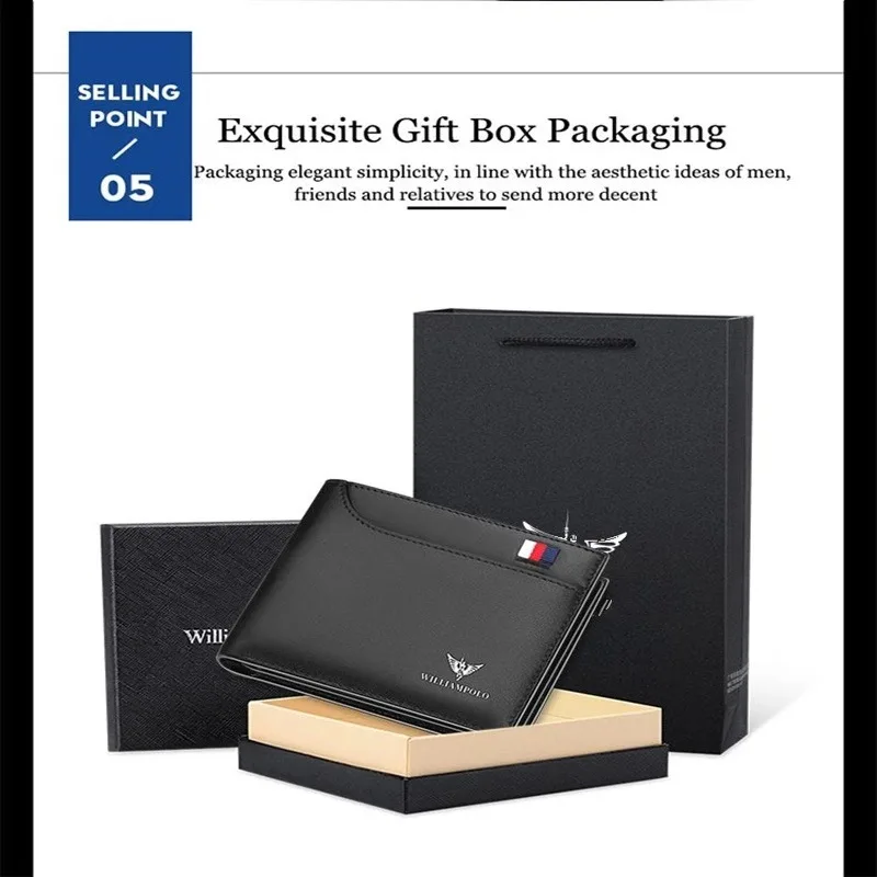 Мужской тонкий кошелек из натуральной кожи мини повседневный дизайн двойной