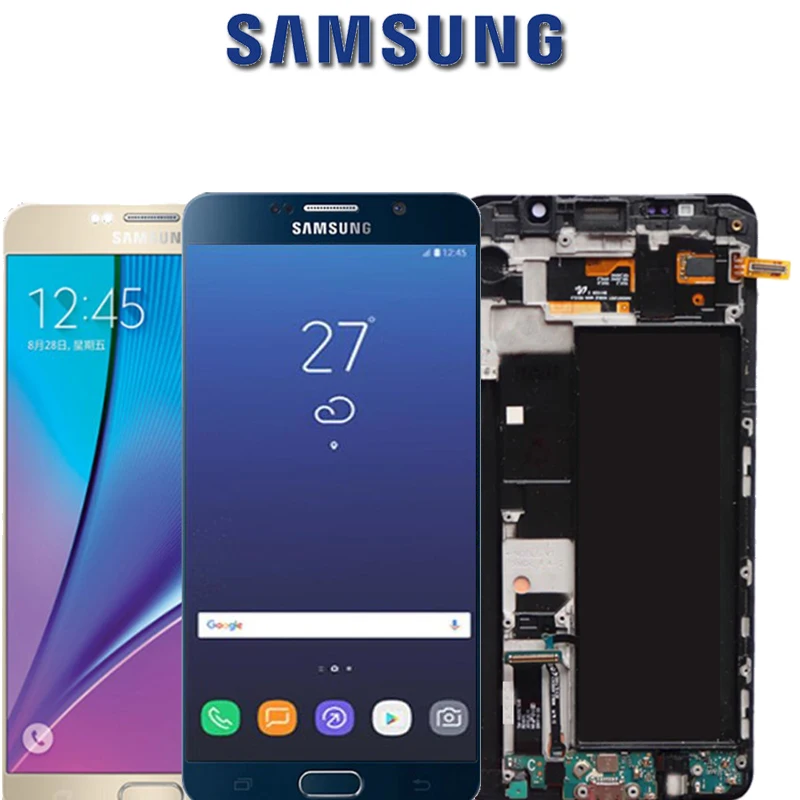 

Оригинальный ЖК-дисплей для SAMSUNG Galaxy Note 5 Note5 N9200 N920F N920A N920T N920C N920V N920, дигитайзер сенсорного экрана с рамкой