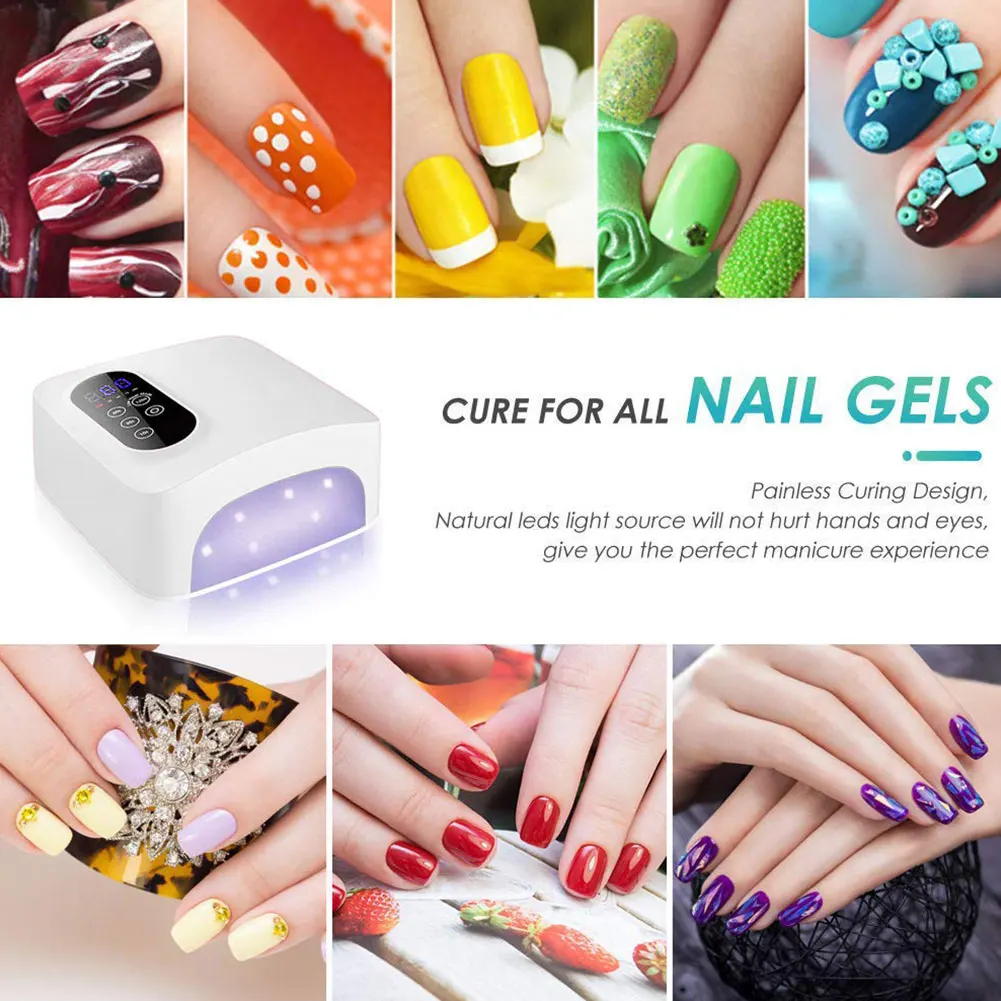 

72W Nail Dryer LED Nail UV Lamp Rechargeable Gel Polish Curing Light Manicure Lamp Salon Tool for Nail Art UV Lamp Polish White