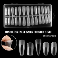 504pcsbox coffin ballerina nail art tips press on makartt nails double sided matte full cover false nails accesorios set