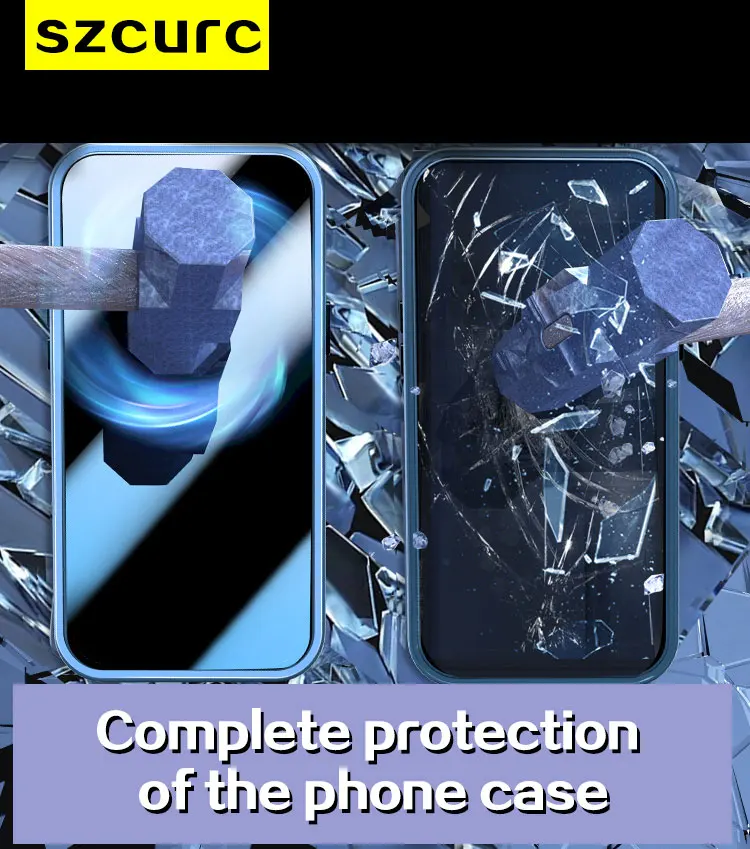 Funda para iPhone 13 Pro Max Funda de tel&eacute;fono de vidrio templado de adsorci&oacute;n magn&eacute;tica, protecci&oacute;n completa de 360 &deg;, para iPhone 13 Mini-3